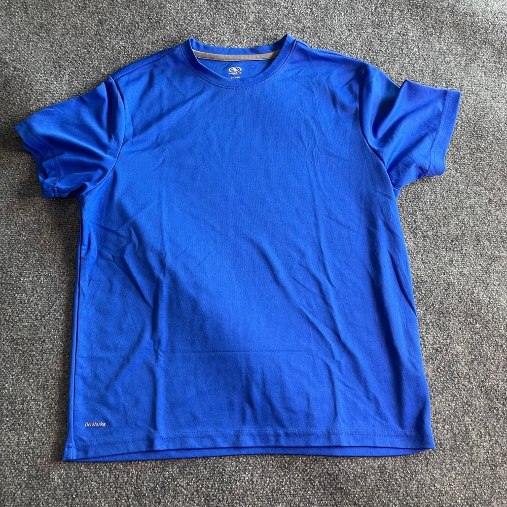 Athletic Works Mens DriWorks Performance T-Shirt Blue Large L 42-44 Short Sleeve
